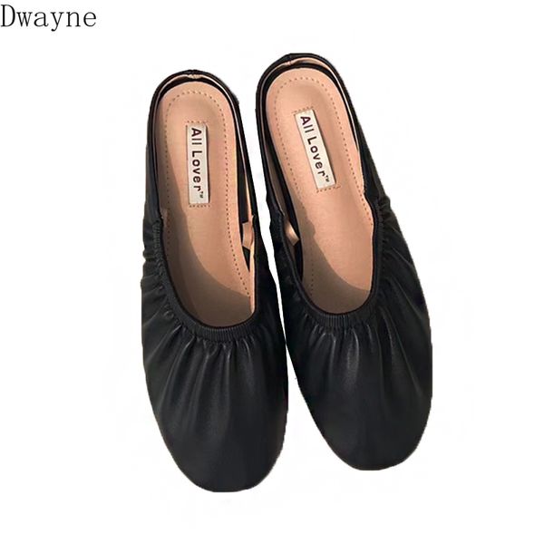 

cross straps baotou women's shoes two wear muller female summer wear wild fairy wind ballet flat shoes, Black