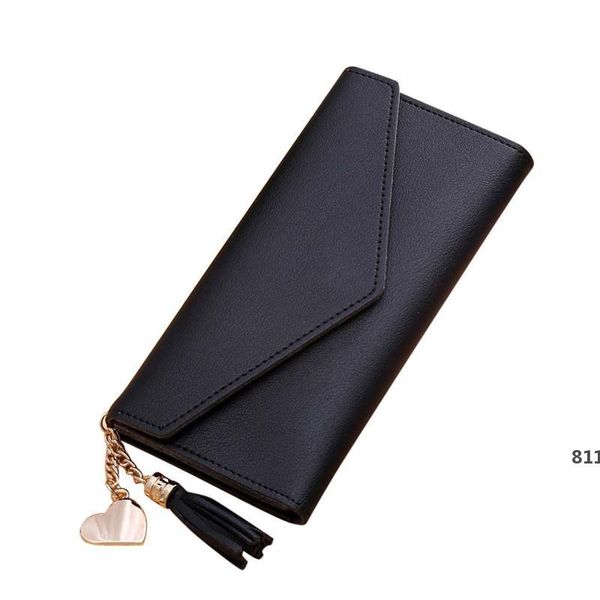 

women simple long wallet tassel purse card holders handbag carteiras de mulheres portefeuilles pour femmes bourse femme a1811, Red;black