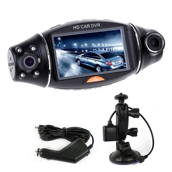 

hd car dvr dual camera lens dvr wide-angle night vision gravity sensor vehicle recorder with gps car styling