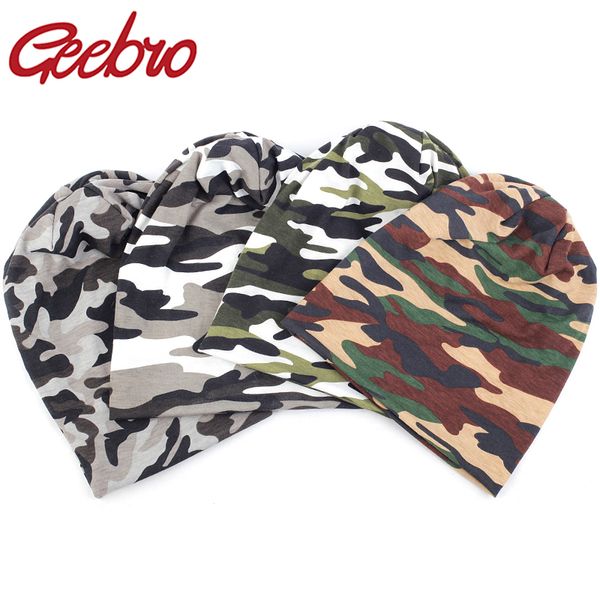 

beanies geebro fashion men women camouflage slouchy cotton beanie autumn winter skullies thermal hats camo cap