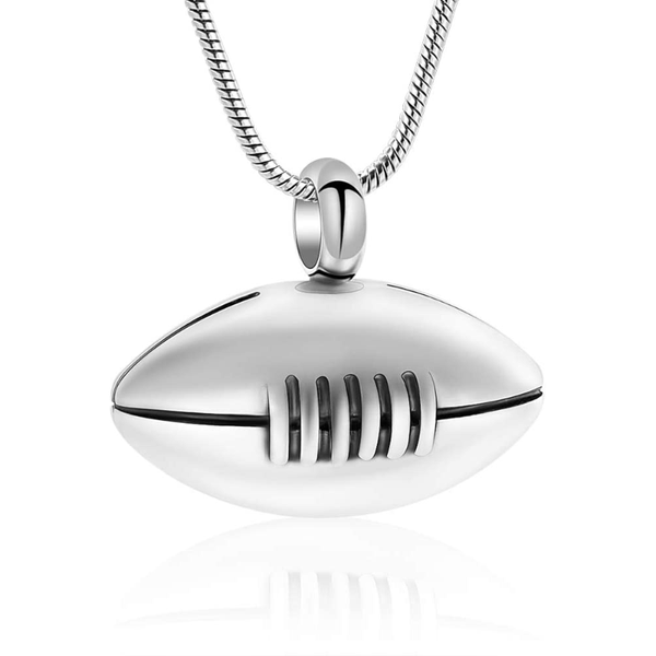 

rugby pendant urn necklace for ashes keepsake memorial cremation jewelry for ashes women men, Silver