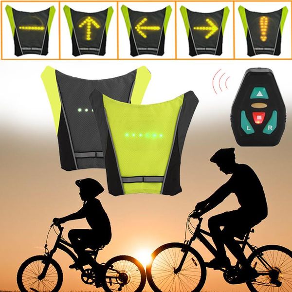 

racing jackets led usb riding backpack pendant steering light wireless remote practical nylon warning vest portable, Black;red