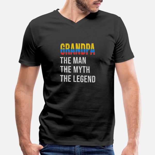 

colombia grandpa legend fathers day t shirt men designs tee shirt o neck natural fit casual spring family shirt, White;black