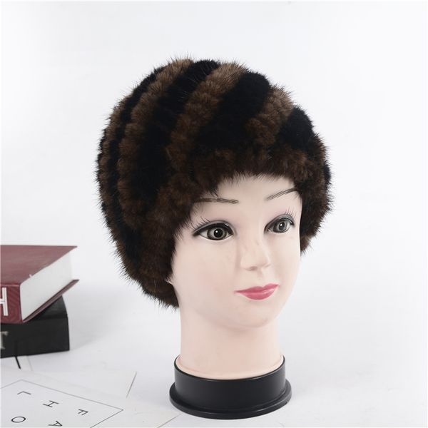 

hat for women winter hats fashion lined 2020 natural fur female cap knitted new caps pineapple real hat, Blue;gray