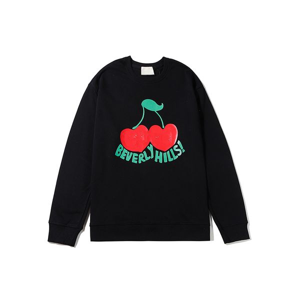 

cherry print hoodie for men women fashion letter print sweatshirts fashion o-neck pullover 20fw casual sweatshirt 2 colors asian size s-2xl, Black