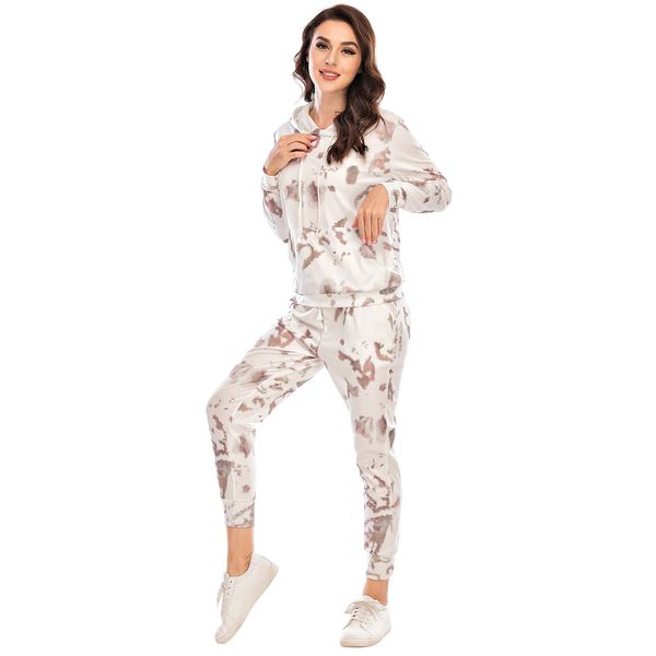 

new women's jogging suit two-piece sweatshirt hoodie trousers sportswear suit, Black;white