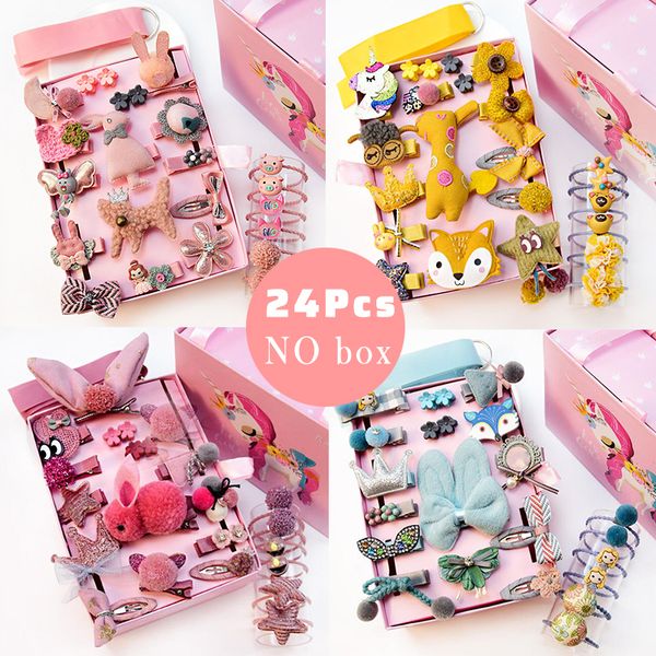 

24pcs / clips набор волос младенца шаржа младенца оголовье милый лук цветок дети шпилька barrettes головные уборы детские аксессуары для вол, Slivery;white