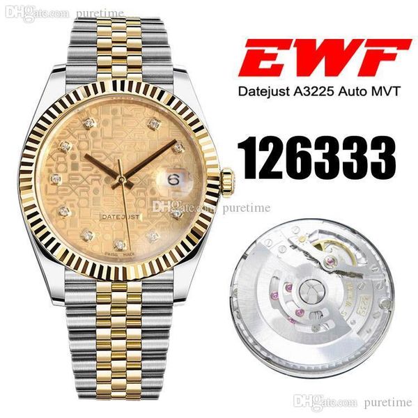 

ewf 41 m126333 a3235 automatic mens watch two tone yellow gold fluted bezel letter dial diamond markers jubilee ss bracelet new puretime d4, Slivery;brown