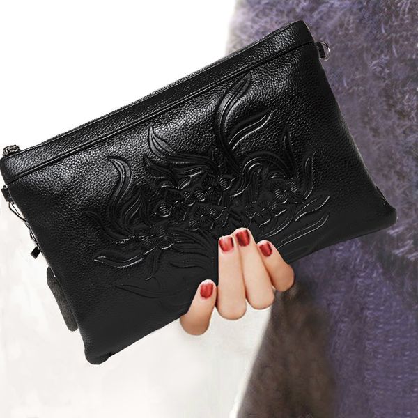 

women cowhide genuine leather embossed handbag fashion shoulder crossbody bag handbag designer high capacity clutch bag wallet