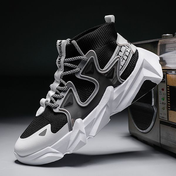 

menscasualshoessockssneakershightopflatplatformshoescasualbreathableshoesmensfashionsneakersbigsize46, Black