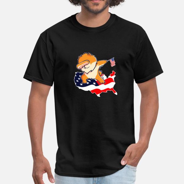 

pomeranian funny dabbing pomeranian on american t shirt men printing tee shirt plus size 3xl vintage crazy comfortable spring pattern shirt