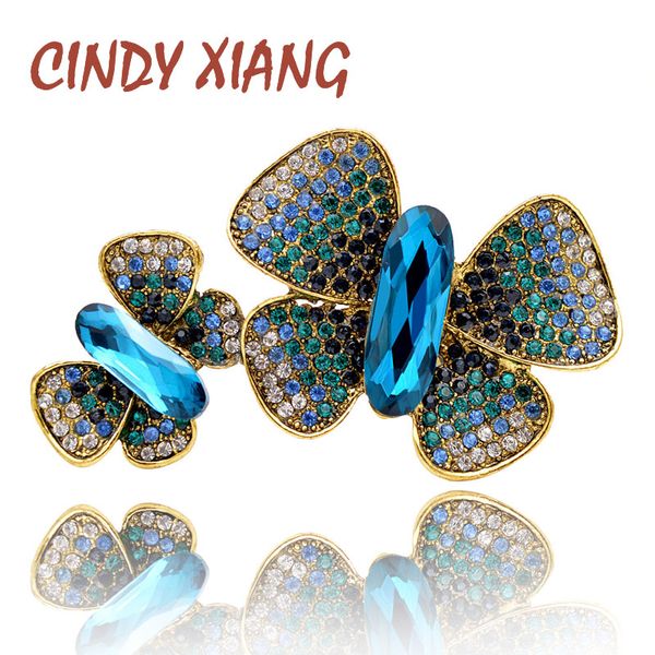 

cindy xiang 2 colors choose large rhinestone butterfly brooches for women new autumn design insect pins vintage coat jewelry, Gray