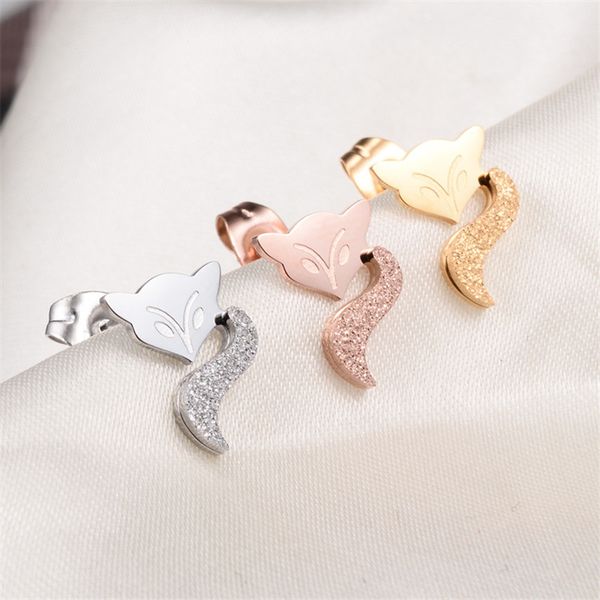 

stud yun ruo rose gold silver color fashion little earrings woman party girl gift 316 l stainless steel jewelry, Golden;silver