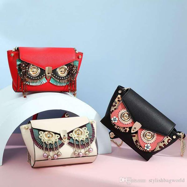 

design wing bag ladies fashion trendy wild diagonal shoulder bag personality owl mask face change simple female bag wholesale 80001