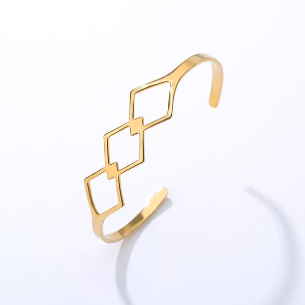 

rose gold openin stainless steel hollow geometric bracelets & bangles women's fashion accessories friend gifts, Black