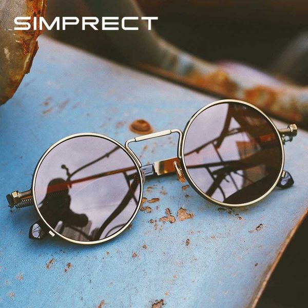 

simprect 2020 round polarized sunglasses women men retro steampunk driving sun glasses uv400 mirror black sunglass, White;black