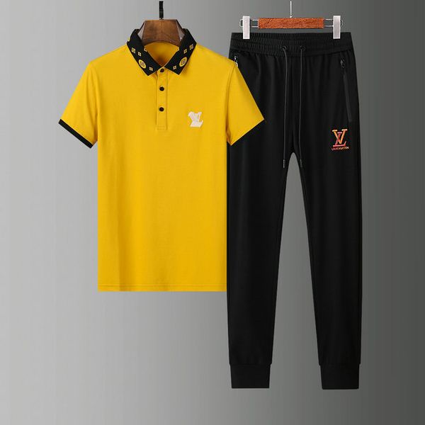 

men's designer clothing fashion summer beach seaside vacation leisure two-piece suit, colors are yellow, white, black, jogging designer, Gray