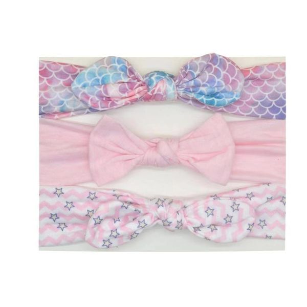

3pcs/lot baby headband cotton print newborn baby girls headwear bownot hairband, Slivery;white