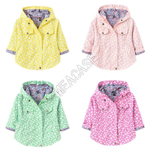 

2020 baby girl clothes designers flora print coat with hood fashion casual jackets baby girls long sleeves zipper hooded 100-140cm d82006, Blue;gray