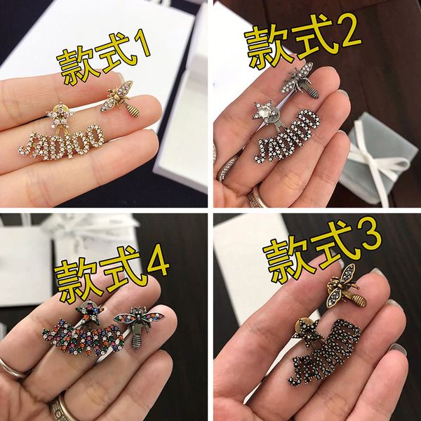 

d bee earrings women's pearl zircon asymmetric earrings 925 sterling silver high-end temperament 2020 new, White