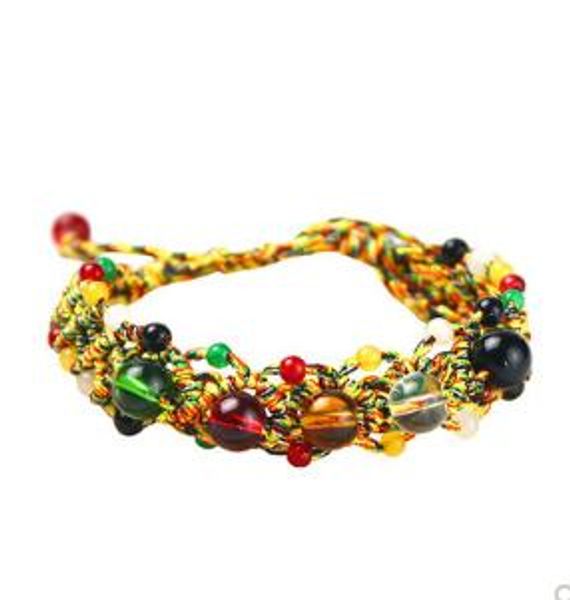 

consecrated five elements kaiyunhua tai sui bracelet zodiac year colorful rope imitation crystal bead bracelet, Black