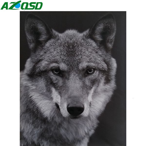 

azqsd paint by numbers animal diy gift oil painting by number wolf canvas painting kits acrylic paint decor for home