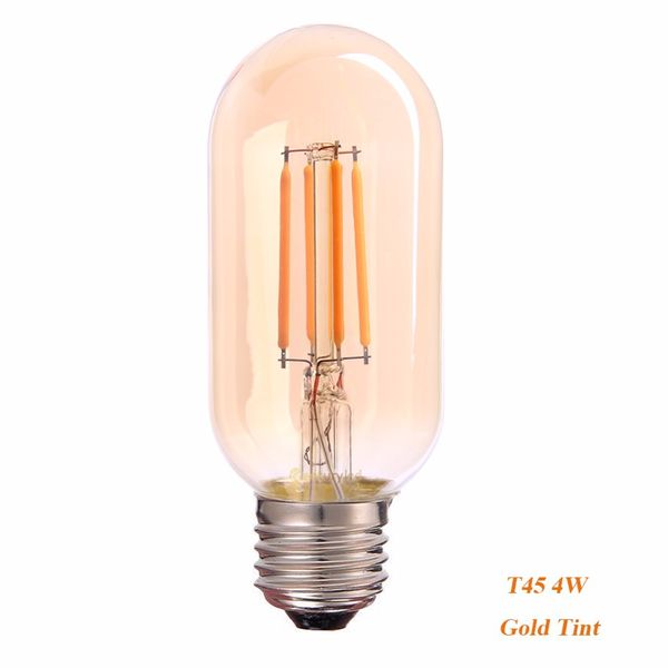 

led gold tone edison t45 tubular filament bulb 4w 2200k e27 base decorative chandelier