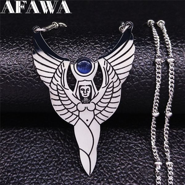 

pendant necklaces 2021 fashion sun goddess stainless steel necklace chain for women silver color jewelry collares mujer n4030s02