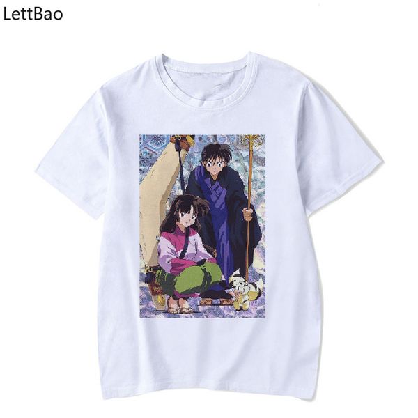 

fashion 90s aesthetic summer tees men women t-shirt cartoon anime popular inuyasha print casual cotton t shirt homme