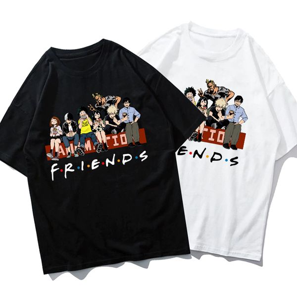 

anime my hero academia friends printed t-shirt short-sleeve harajuku women boku no hero academia t-shirt, White;black