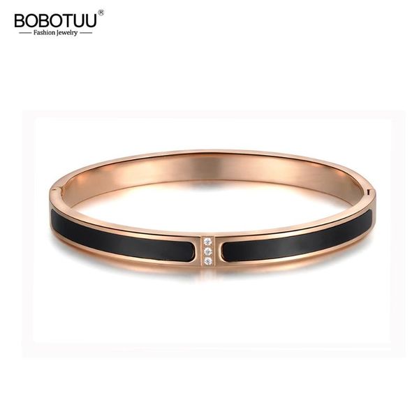 

bobotuu classic titanium steel white/black shell bracelets & bangles luxury engagement wedding bangle jewelry for women bb18045