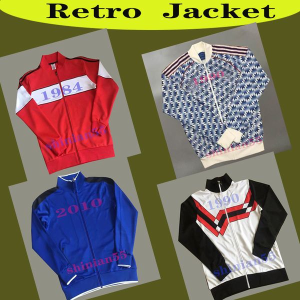 

1982 1984 red white ретро мужские куртки футбол джерси синий длинные рукава куртки обучение, Black;yellow