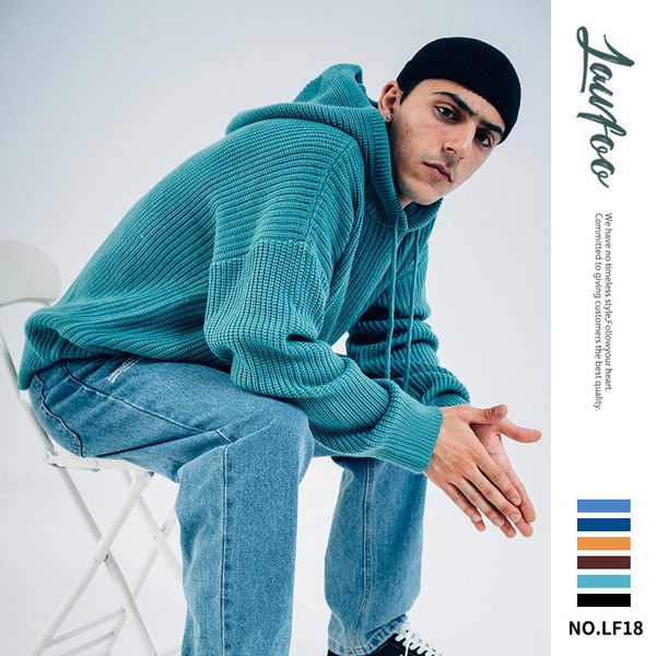 

2020 men's new fashion brand pure color hoodie sweater sweater loose men's hoodie in autumn and winter, Black