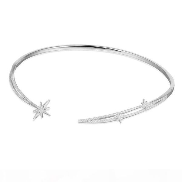 

wholesale luxury 925 sterling silver rose gold 3 colors zircon meteorites star choker necklace monaco brand women party jewelry, Golden;silver