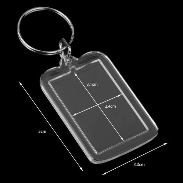 

lot of 10pcs keyring diy detachable white rectangle p frame keyring 3.3x5cm, Silver