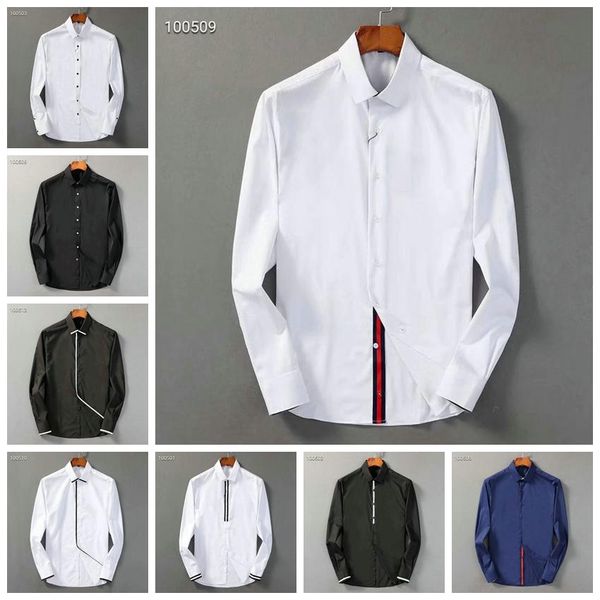 

luxury mens designer bur guci shirts firmate business dress shirts fashion casual brand shirt print slim shirt homme fen supre 052, White;black