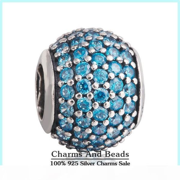 

100% 925 sterling silver teal pave bead fits european pandora jewelry charm bracelets, Black