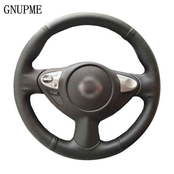 

black artificial leather hand-stitched car steering wheel cover for infiniti fx fx35 fx37 juke maxima 2009-2014