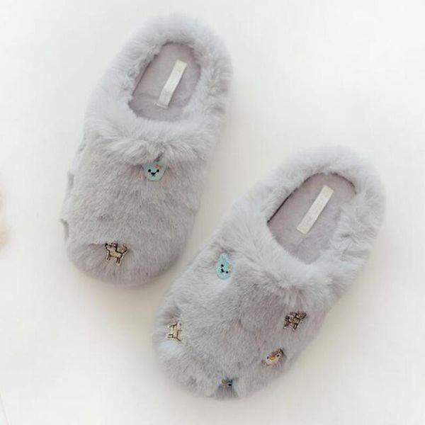 

slippers 2021 winter warm plush ladies flat fashion soft non-slip home shoes casual women comfortable cotton sh534, Black