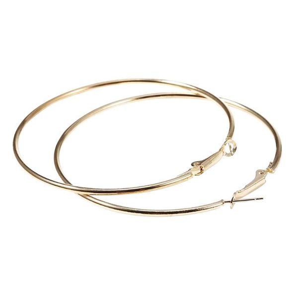 

hoop & huggie 1 pair women earrings jewelry metal big circle smooth large round ring, Golden;silver