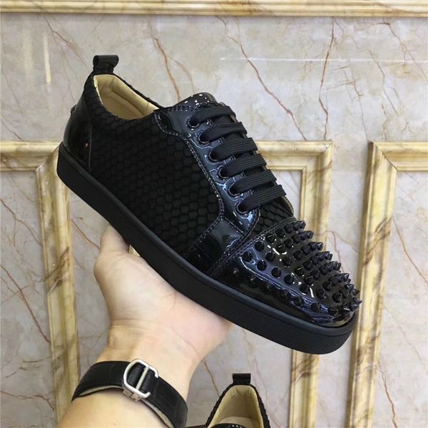 

high heel platform shoes fashion women sneakers rivet colorful shallow flat casual shoes men sneakers lace-up rivet real leather classics, Black