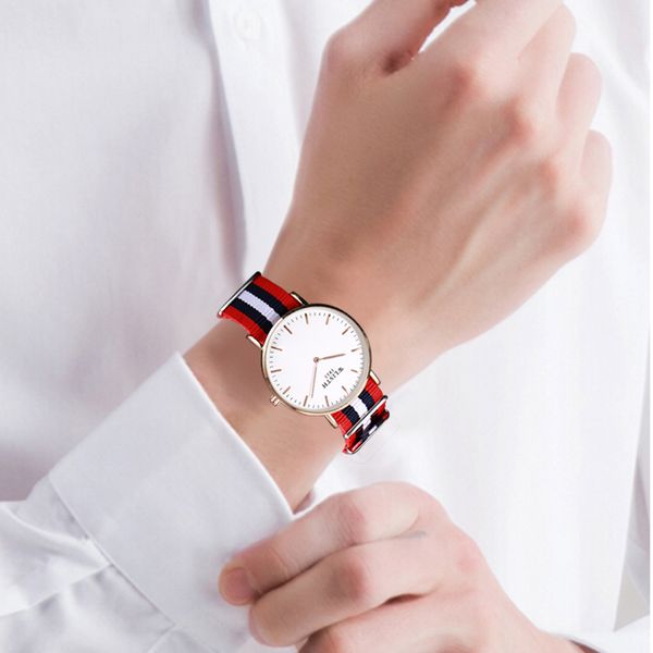 

22ss new american style simple two pin dw watch fashion canvas with lovers watch cross-border modle231t, Slivery;brown