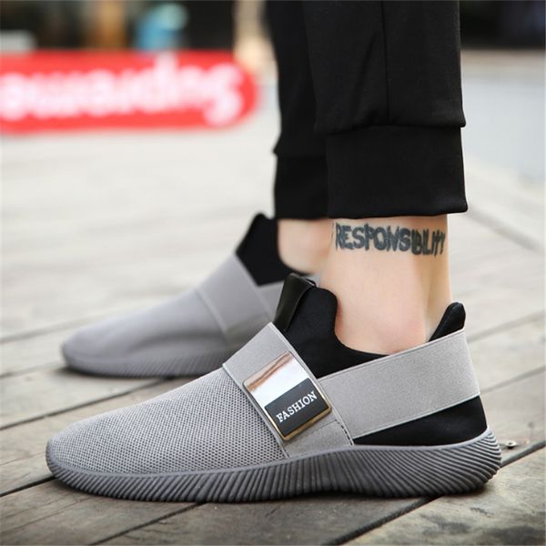 

zapatos de lona zapatos de los hombres zapatillas deporte transpirables ultra-luz mocasines slip-on casuales para hom, Black