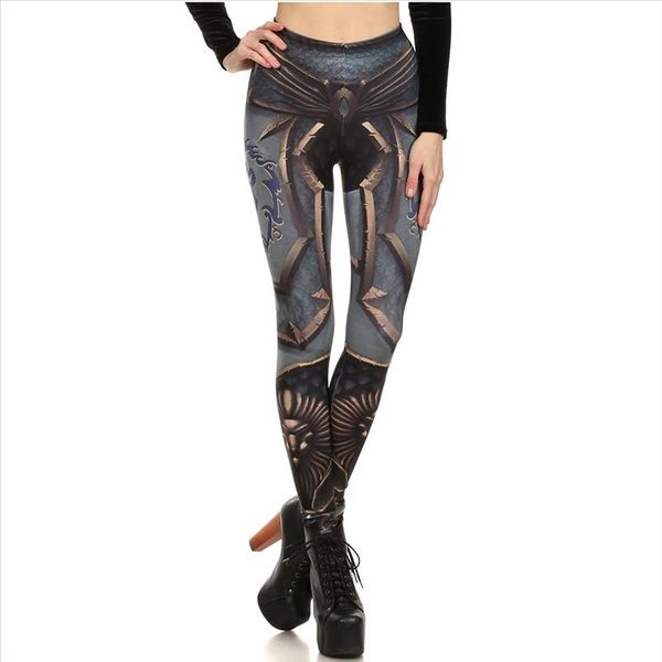 

skeleton armor pattern leggings 3d print fitness leggings women slim legging elastic causal leggings leggins mujer, Black