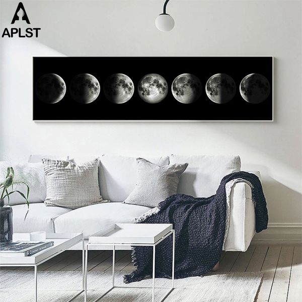 

large moon phase canvas print painting crescent eclipse poster printings picture for bedroom living room wall art home decor