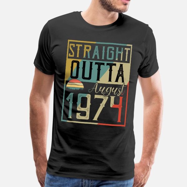 

straight outta августа 1974 тенниска мужчины проектирование с коротким рукавом плюс размер 3xl охладиться фитнес новый стиль лето шаблон сти