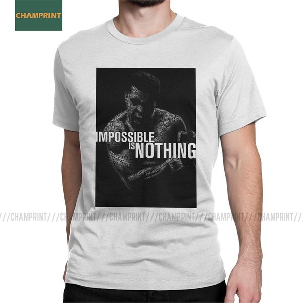 

men t-shirt mohamed ali impossible is nothing cotton tee shirt short sleeve boxing boxer sports heavyweight t shirt crewneck top