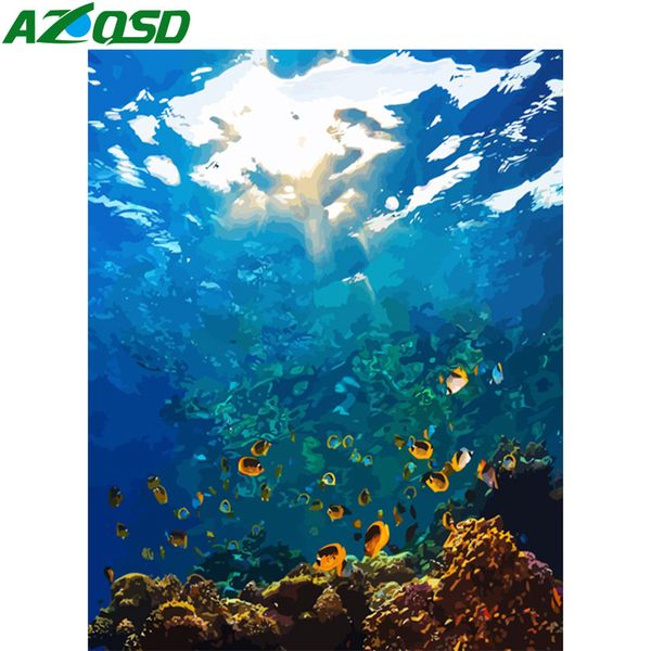 

azqsd diy painting by number canvas kits animal drawing on canvas pictures by numbers fish handpainted painting art unframe