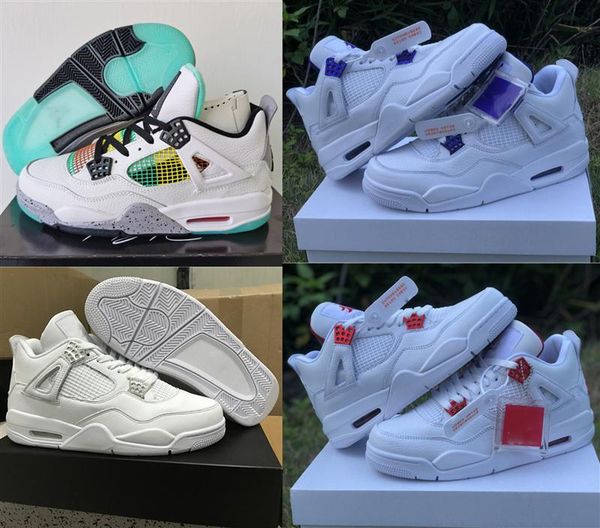 

добавлена ​​новая 4s белый jumpmen 4 чистая деньги фиолетовый металлик красный металлик мужской баскетбол обувь бред дизайнерская спортивный, White;red