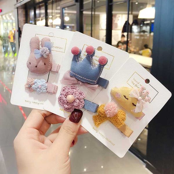 

2pcs / set зимних девушки clips медведь корона облако волос barrettes дети цвет цветок шпилька дети аксессуары для волос, Slivery;white